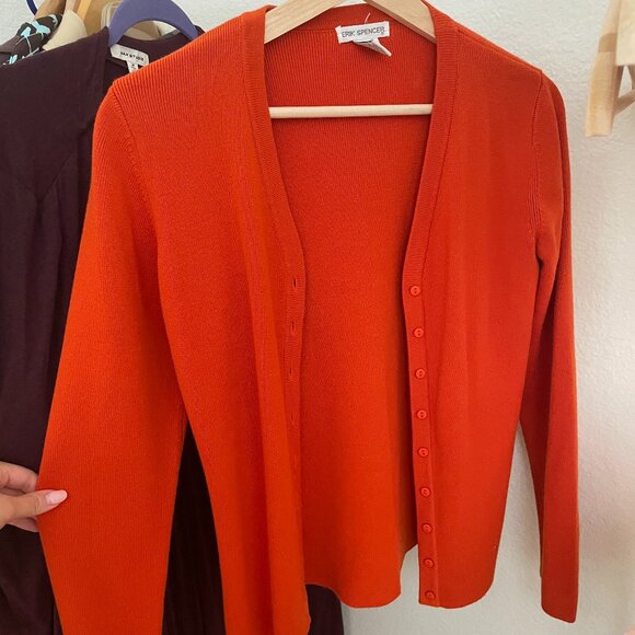 ERIK SPENCER Red/Orange Oversized Cardi - Picture 1 of 1